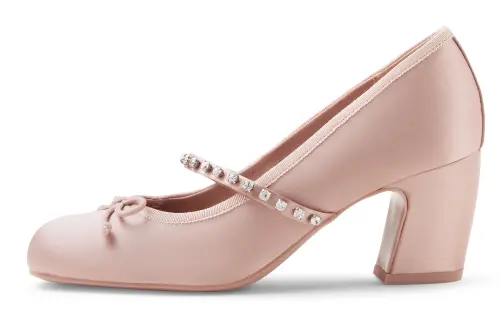 CHARLES&KEITH Small Ck Fabric Chunky Heel High Heels 6.6cm Women's
