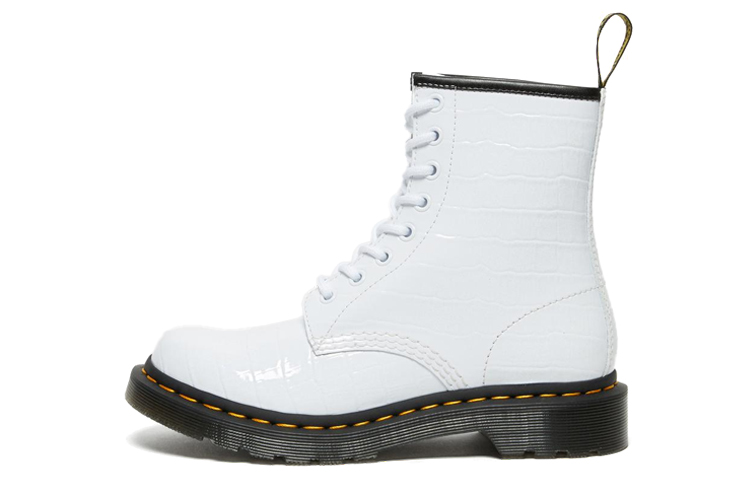 Dr.Martens Martin 1460 fashionable patent leather crocodile embossed short Martin boots women's white