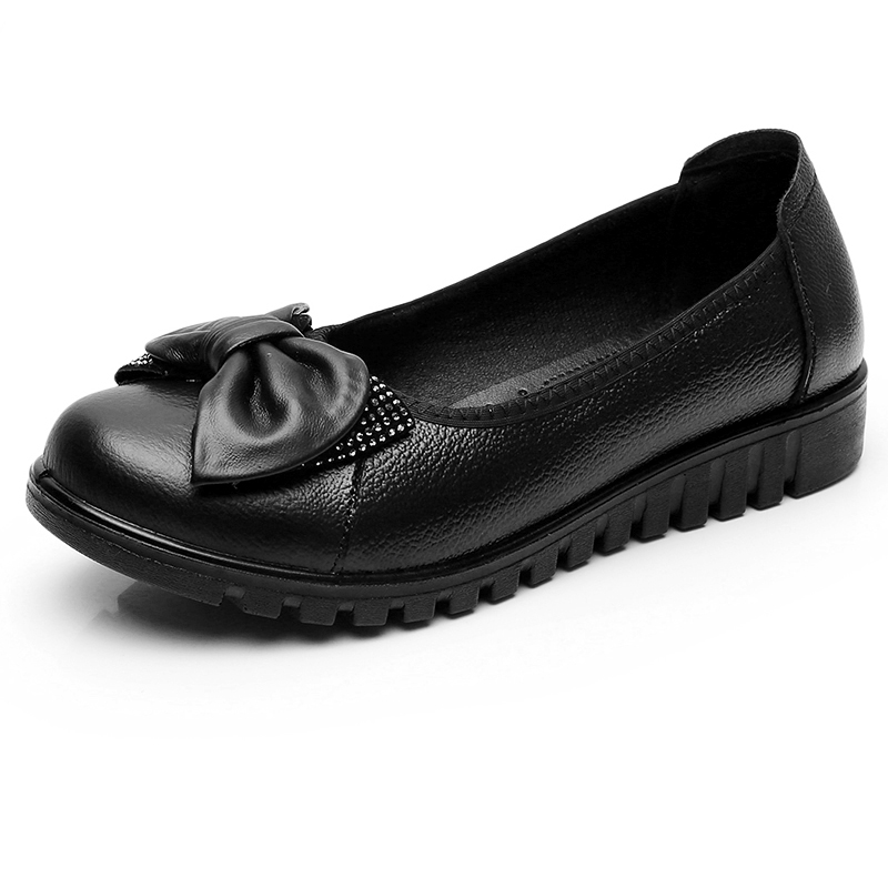 EGCHI Yichi two-layer cowhide, fashionable and versatile, women's casual shoes, women's black