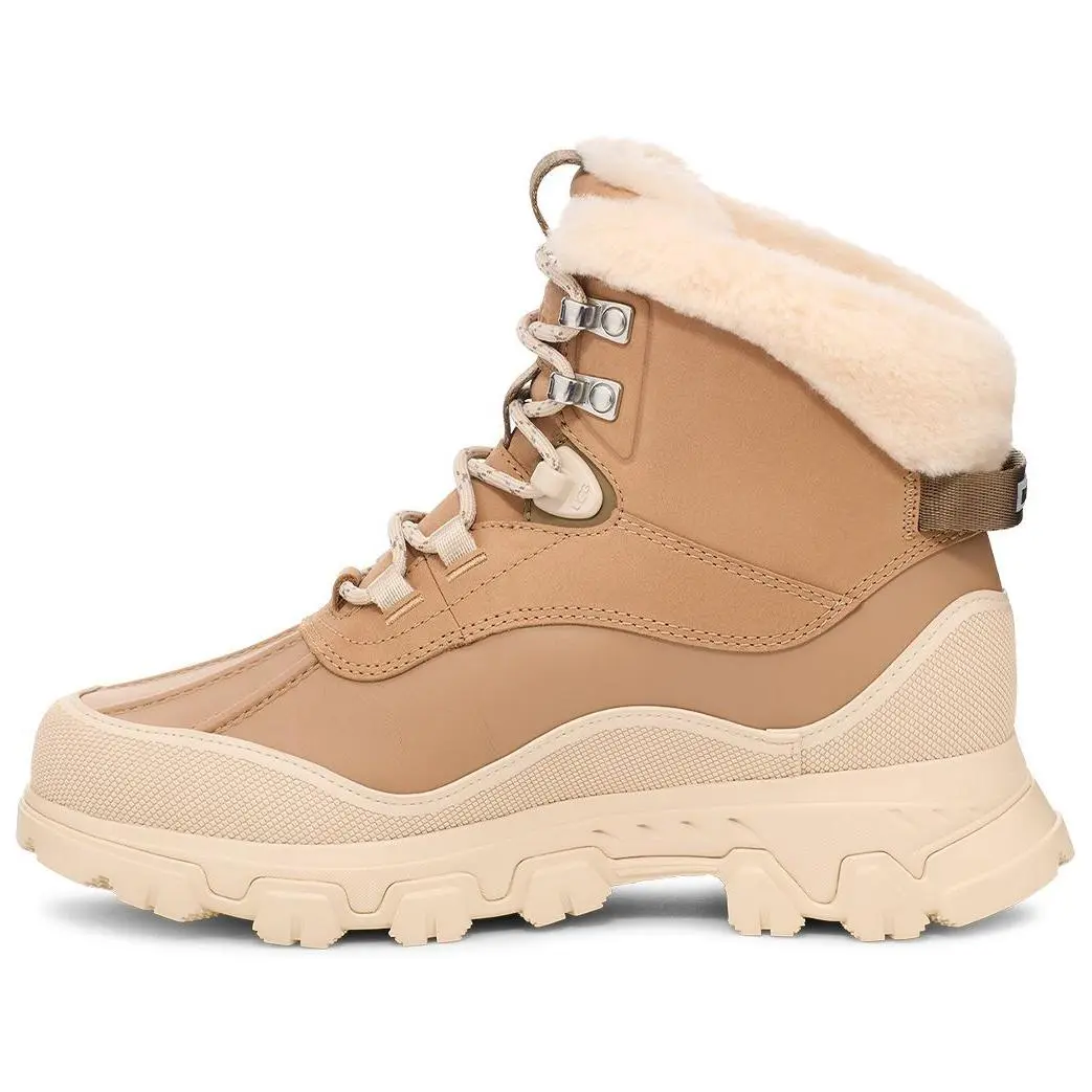 UGG Fleece Lined, Multicolor Round Tip Short Snow Boots Unisex Sand