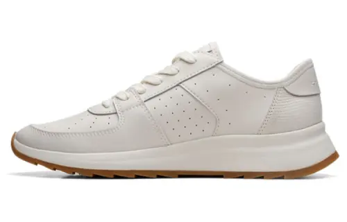 Clarks Cow Leather Comfortable And Breathable Abrasion Resistant Cushioning Low top Sports Casual Shoes Women's White