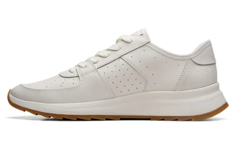 Clarks Cow Leather Comfortable And Breathable Abrasion Resistant Cushioning Low top Sports Casual Shoes Women's White