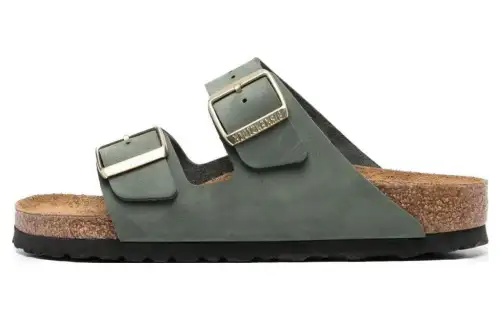 Birkenstock Suede Slide Slippers Women's Fern Green