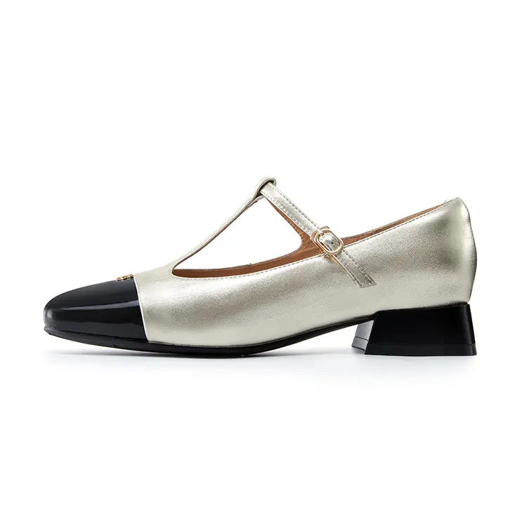 Marie Claire Top Grain Cow Leather Women's Casual Shoes Women's Gilded+Obsidian Black