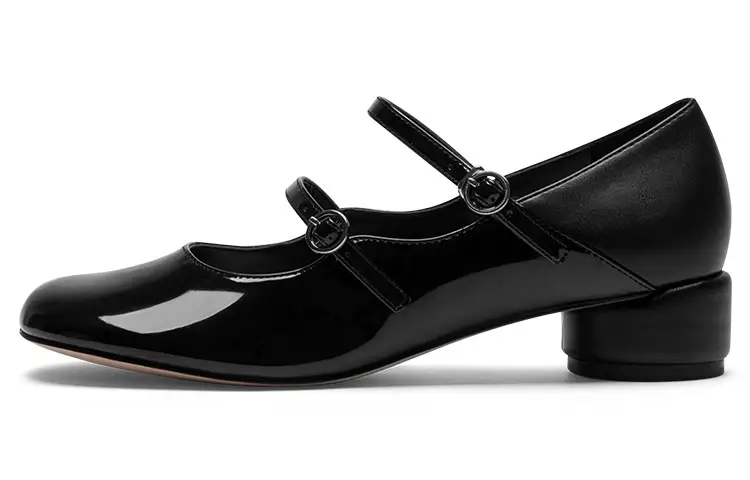 CHARLES&KEITH Pu Fashion Chunky Heel Mary Jane Shoes Women's