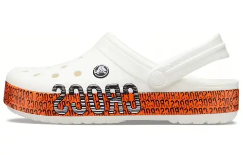 Crocs Crocband Logo Motion Clog Unisex White Orange Sandals 'White Orange'