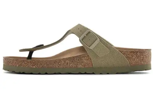 Birkenstock Gizeh Vegan Flip Flops Women's Khaki Narrow