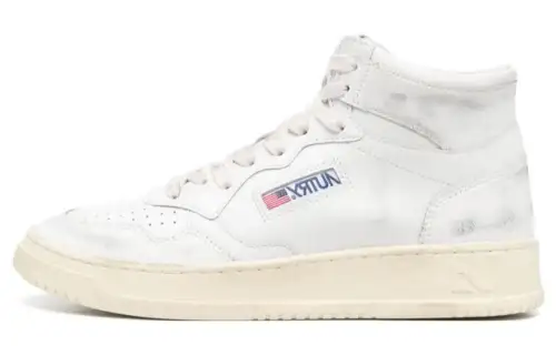 AUTRY Medalist Calfskin High top Skateboard Shoes Women's White Distressed