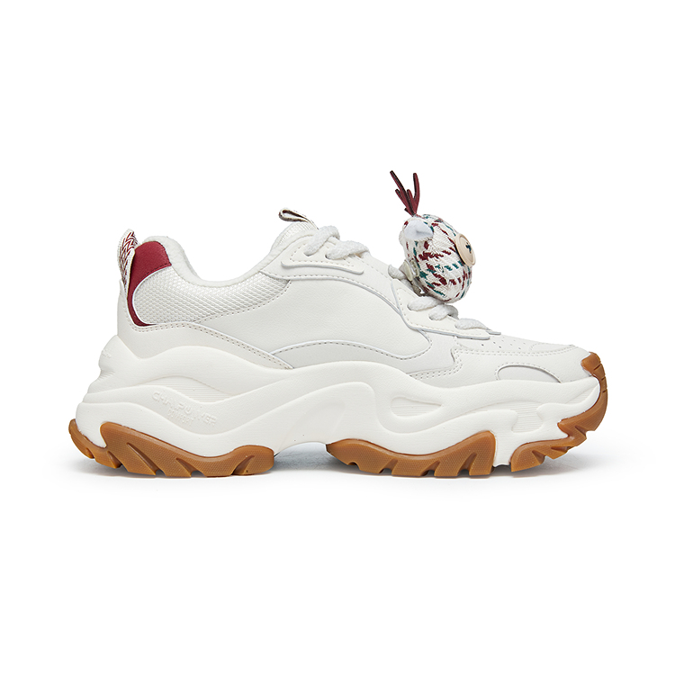 Champion Low top Chunky Sneakers Women's Milk White/Team Red