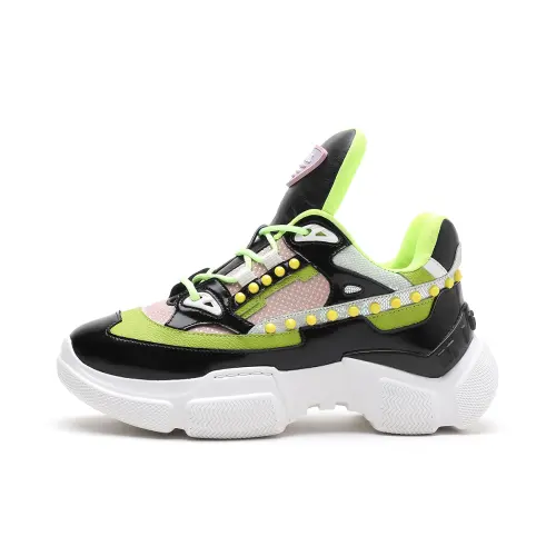 Miguel Vieira Cow Leather Slip Resistant Low top Casual Shoes Women's Black/Pink/Green