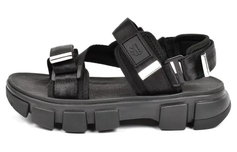 Shaka Fabric Beach Sandals Unisex Black Silver