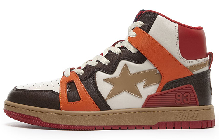 Мужские кроссовки A BATHING APE Bape Sta 93 Hi (бежево-коричневые)