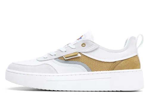 Dickies Textile, Leather Lightweight And Breathable Low top Skateboard Shoes Men's White Yellow
