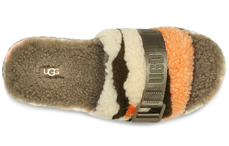 Женские шлепанцы UGG Fluffita Cali Collage (оливковые) — фото 4