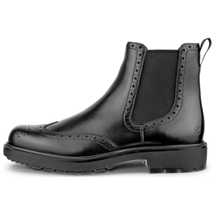 Ecco Cow Leather Short Chelsea Boots Men's Black