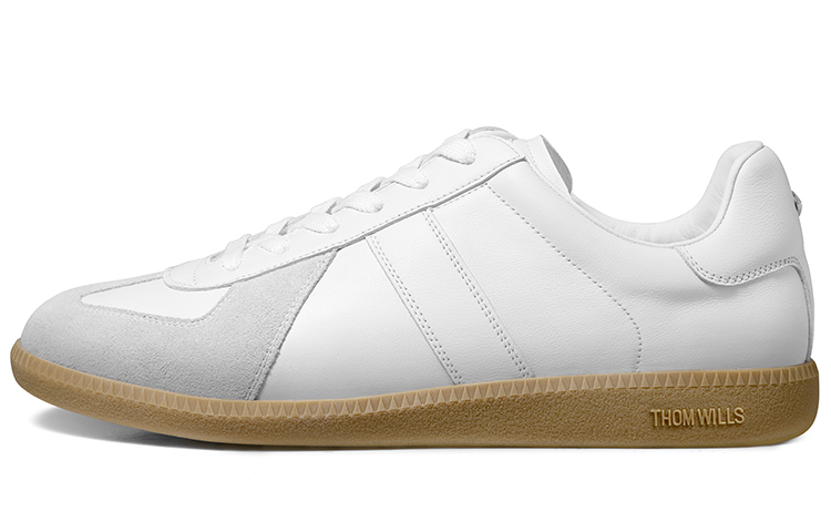 THOM WILLS Classic Vintage German Army Trainers Low top Skateboard Shoes Unisex White