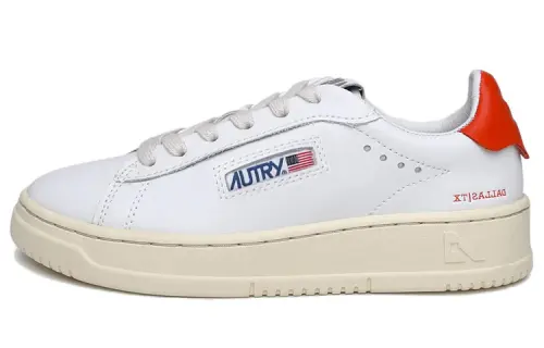AUTRY Leather Low top Skateboard Shoes Men's White Orange