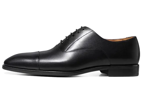 THOM WILLS Versatile Oxford Shoes for Business Commuting, Three-Joint Handmade Formal Leather Shoes, Men's Black