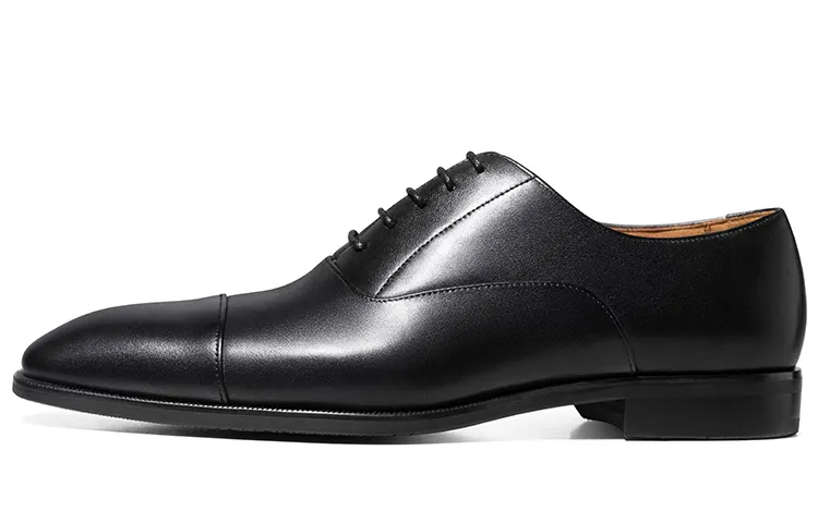 THOM WILLS Versatile Oxford Shoes for Business Commuting, Three-Joint Handmade Formal Leather Shoes, Men's Black