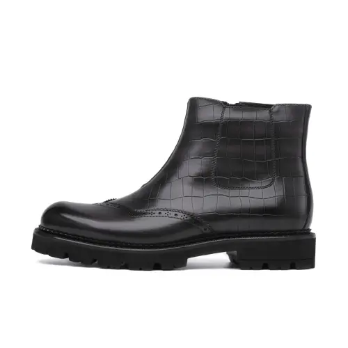 Chrisdien Deny Cow Leather Ankle Boots Men's Black Gray