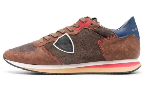 PHILIPPE MODEL Abrasion Resistant Low top Sports Casual Shoes Men's Gray Brown Blue