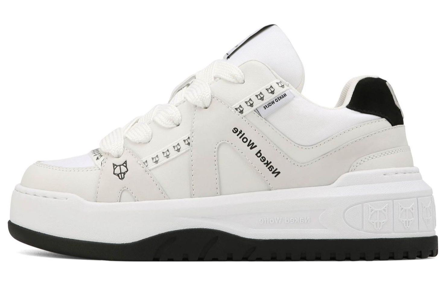 Naked Wolfe Skating Cow Leather Slip Resistant Abrasion Resistant Low top Skateboard Shoes Women's White
