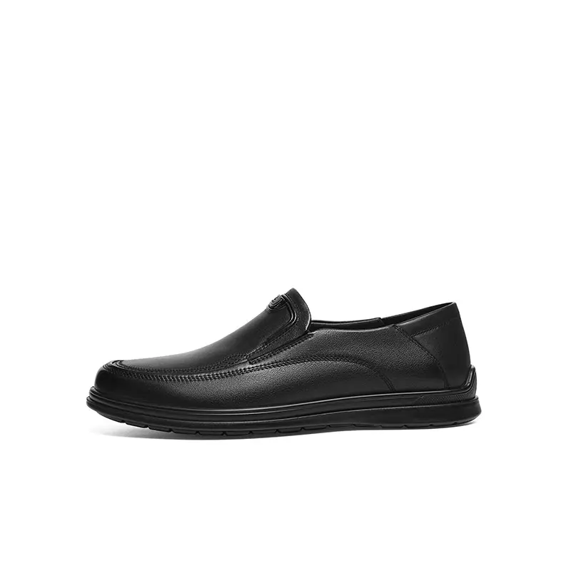 Red Dragonfly cow leather business flat slip-on comfortable round toe formal leather shoes men's style