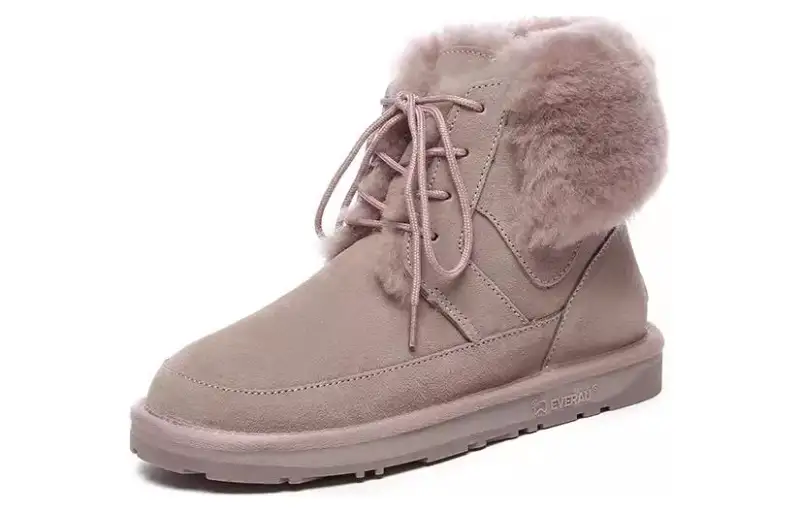 EVERAU Sheepskin Short Snow Boots Women's Pink