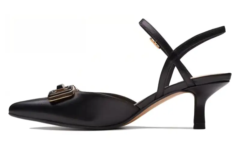 Clarks Cow Leather Slim Heel High Heels 5.5cm Women's Black