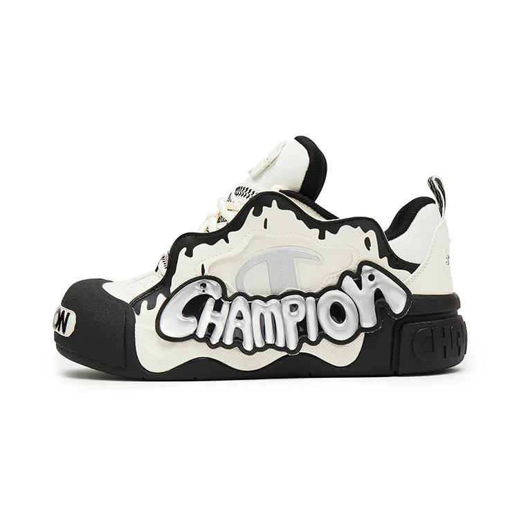 Champion Puffy Jelly Shoes Low top Skateboard Shoes Unisex Milk White/Black