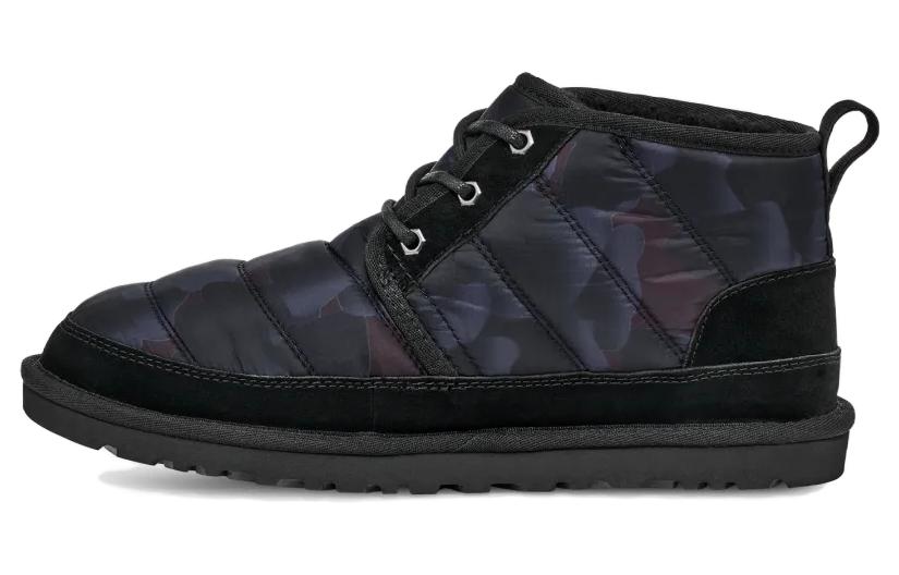 UGG Neumel LTA Peace Camo Cotton Fabric Thermal Slip Resistant Ankle Length Snow Boots Unisex Black
