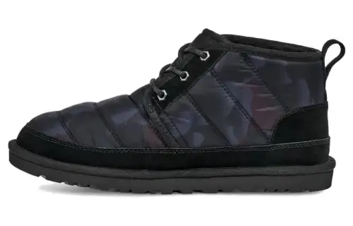 UGG Neumel LTA Peace Camo Cotton Fabric Thermal Slip Resistant Ankle Length Snow Boots Unisex Black