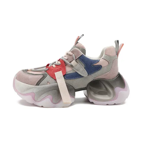D FUSE SCANDINAVIA Pigskin Cushioning Slip Resistant Abrasion Resistant Low top Chunky Sneakers Women's