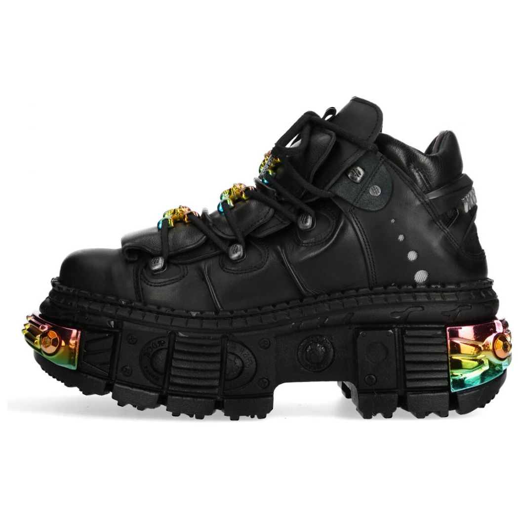 NEW ROCK Cow Leather Comfortable And Trendy Low top Casual Shoes Unisex Black