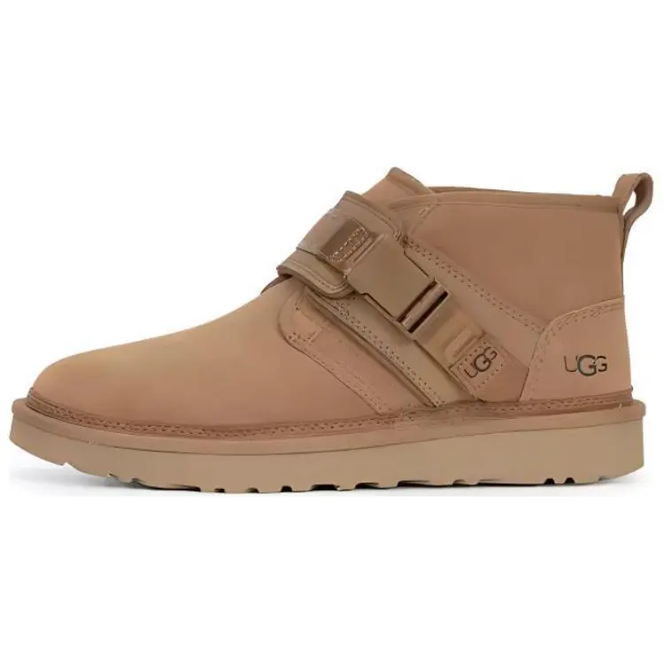 UGG Sheepskin Thermal Abrasion Resistant Fleece Lined, Fashion Minimalist Style Short Snow Boots Men's Chestnut