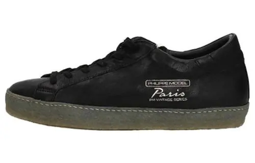 PHILIPPE MODEL Leather Stylish Skateboarding Shoes Men's Black