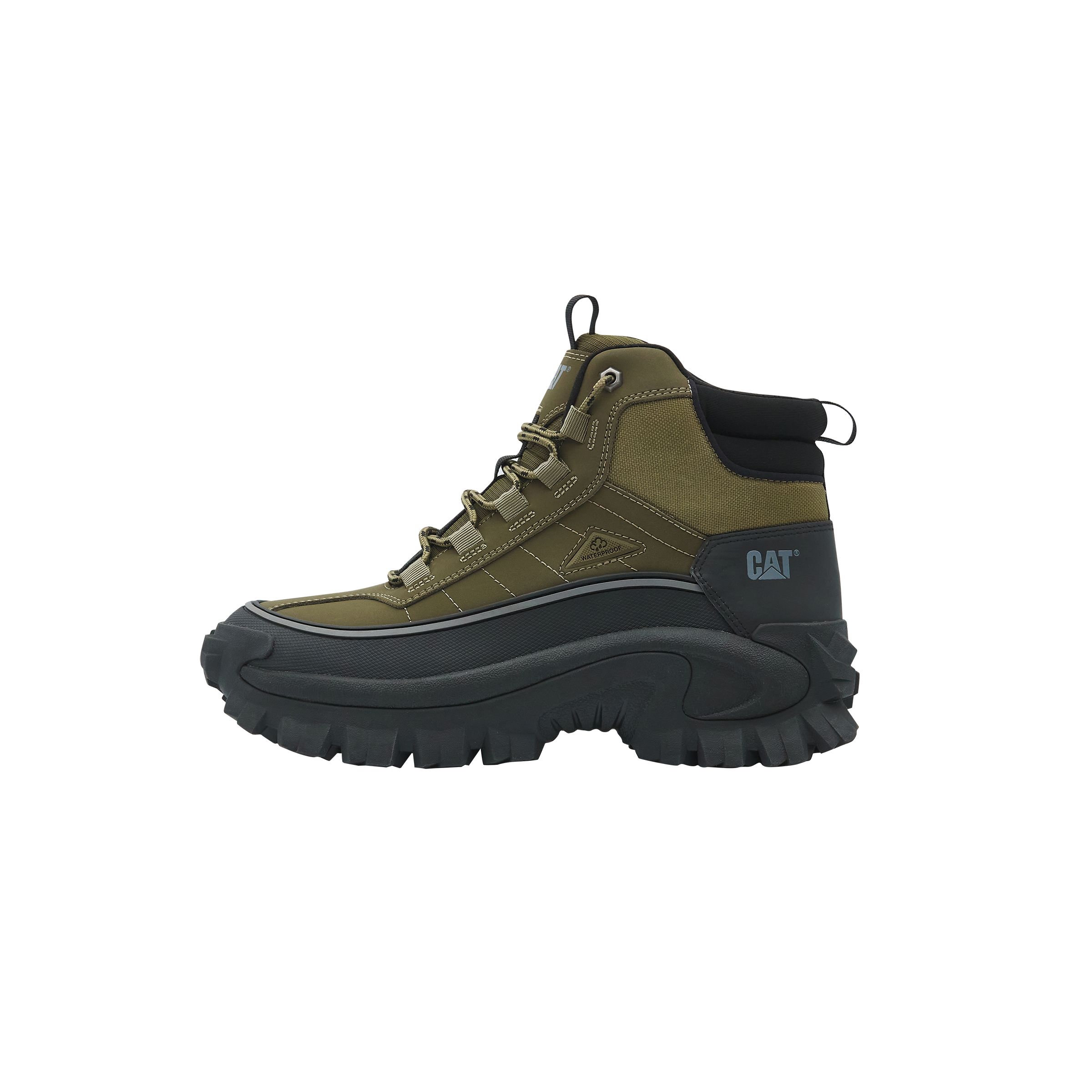 CAT Fabric Slip Resistant Abrasion Resistant Mid top Outdoor Shoes Unisex Dark Green