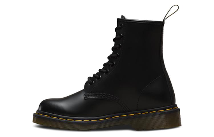 Dr.Martens Мартин 1460 верхний слой кожаный через классический Глянцевая 8 отверстий 16см берцы мужские и женские фасон унисекс черный