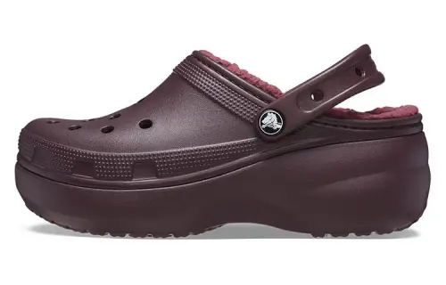 Crocs Classic Platform Lined Clogs 'Dark Cherry' Women's