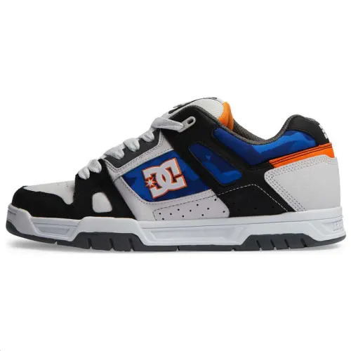 DC Shoes Leather Low top Skateboard Shoes Men's White/Black/Blue Color
