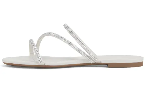 CHARLES&KEITH Small Ck Pu Slide Slippers 1CM Women's White/BLACK TEXTURED Black Textured