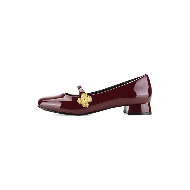 D FUSE SCANDINAVIA Patent Leather Block Heel Mary Jane Shoes 2.5cm Women's