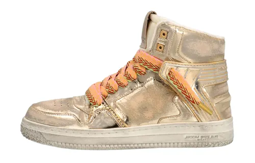 PHILIPPE MODEL Leather Stylish Skateboarding Shoes Women's Gold