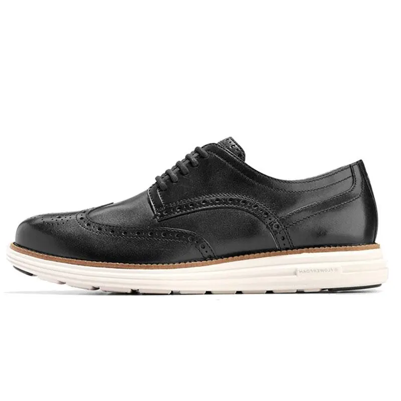 COLE HAAN Cow Leather Fashion Casual Shoes Men's Bright Black White Base