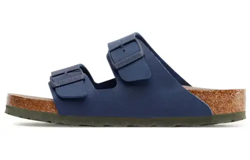 Birkenstock Arizona Leather Slide Slippers Men's Dark Blue