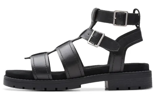 Clarks Cow Leather Roman Sandals Women's Black