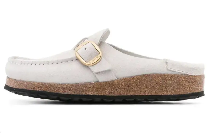 Birkenstock Buckley Suede Leather Embossed Corduroy Narrow Fit 'Antique White' Women's