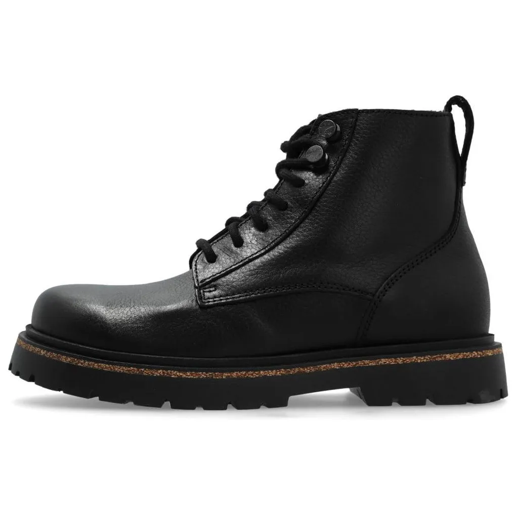 Birkenstock Leather Comfortable Short Combat Boots 3.5cm Women's Black