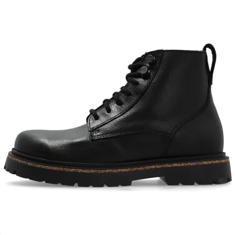 Birkenstock Leather Comfortable Short Combat Boots 3.5cm Women's Black