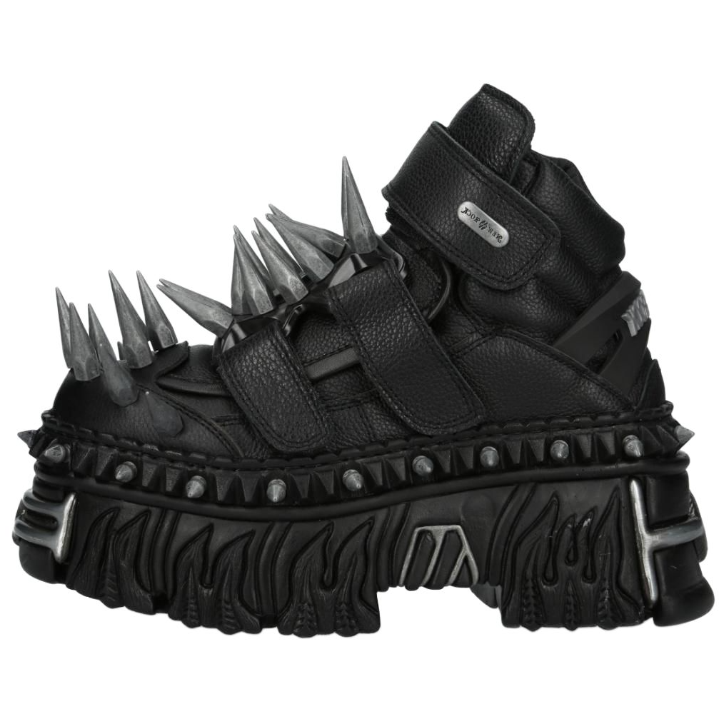 NEW ROCK Cow Leather Slip Resistant Mid top Casual Shoes Unisex Black